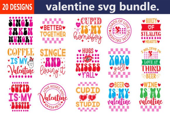 Retro Valentine Svg Bundle: Graphics & T-Shirt Designs