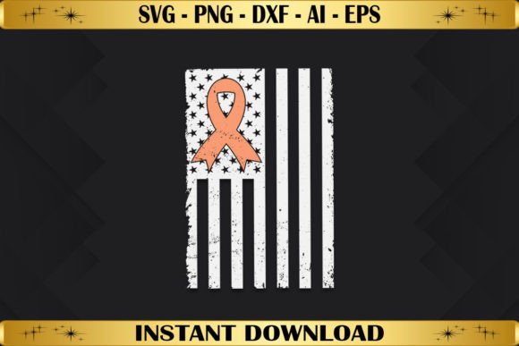 Uterine Cancer Ribbon US Flag Graphics for T-Shirt Designs