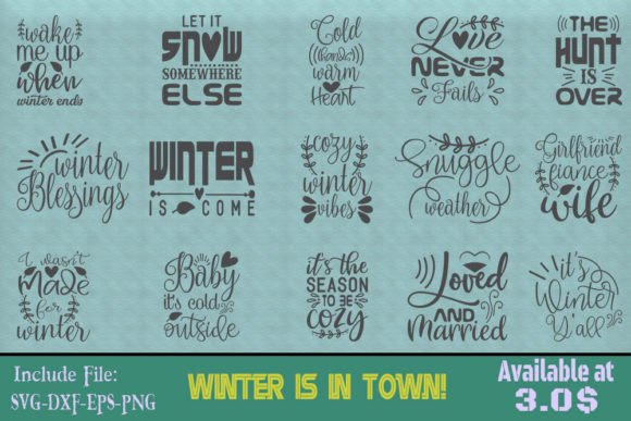 Winter is in Town SVG Design Bundle: Graphics & T-Shirt Designs
